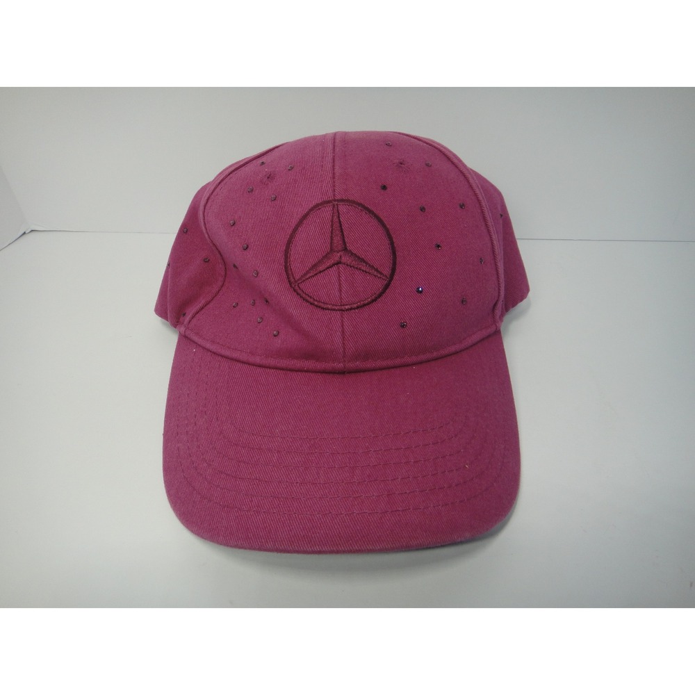 Mercedes-Benz Magenta Pink Rhinestone Embroidered Logo Baseball Cap Hat Women's